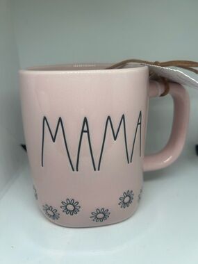 Rae Dunn Pink MAMA Mug with Daisy Border